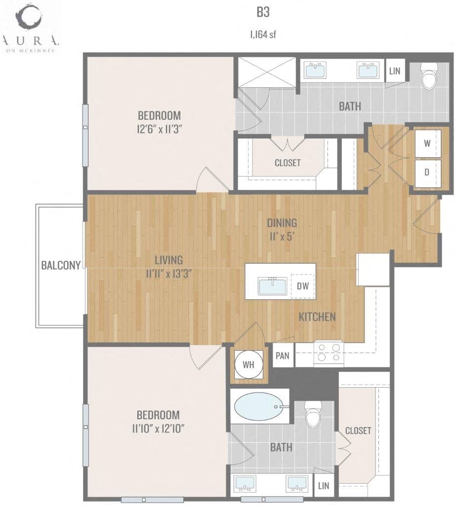 Aura On Mckinney Apartments B3 Floor Plan Aura On Mckinney Apartments B3 Floor Plan